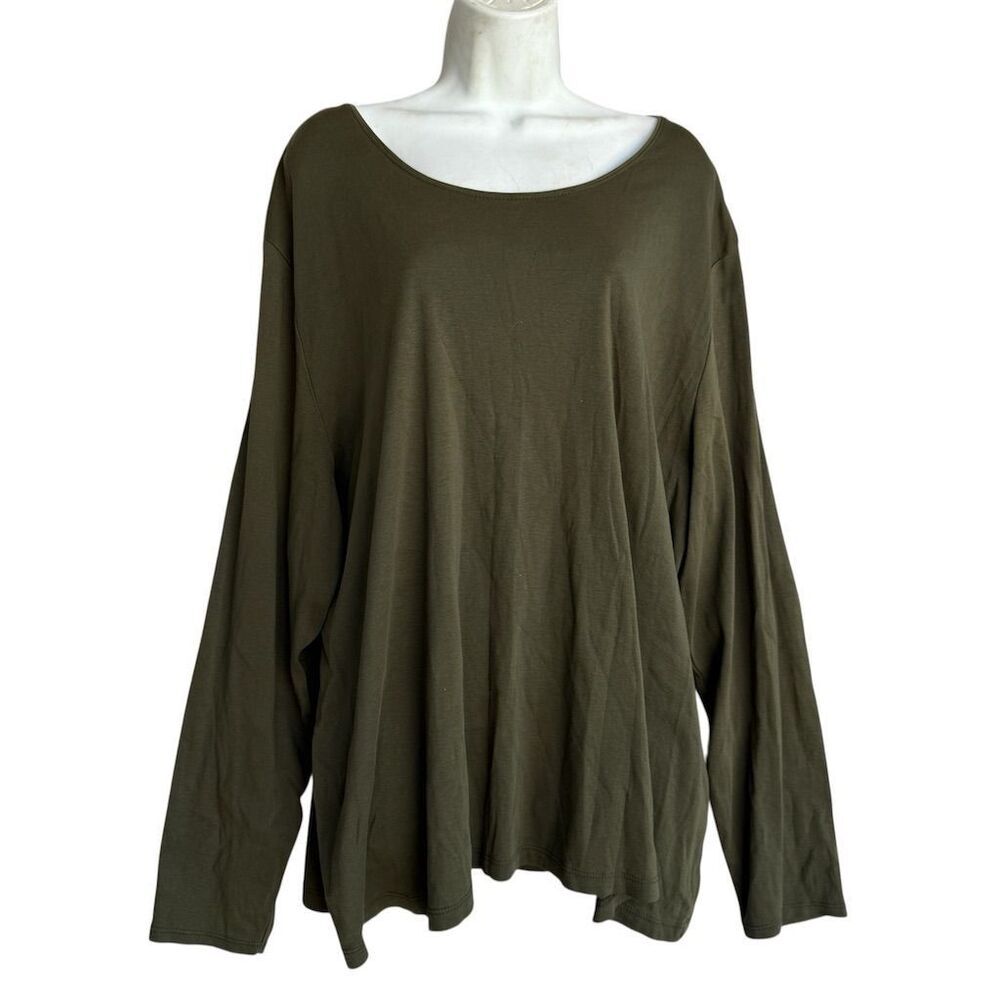 J.Jill Perfect Pima Cotton Blouse Plus Size 4X Long Sleeve Green Size 4X Casual